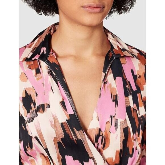 NWT JUST CAVALLI Women's Abito Long Sleeve Belted Shirt Dress Sz 8  + FLAWS - Picture 3 of 14